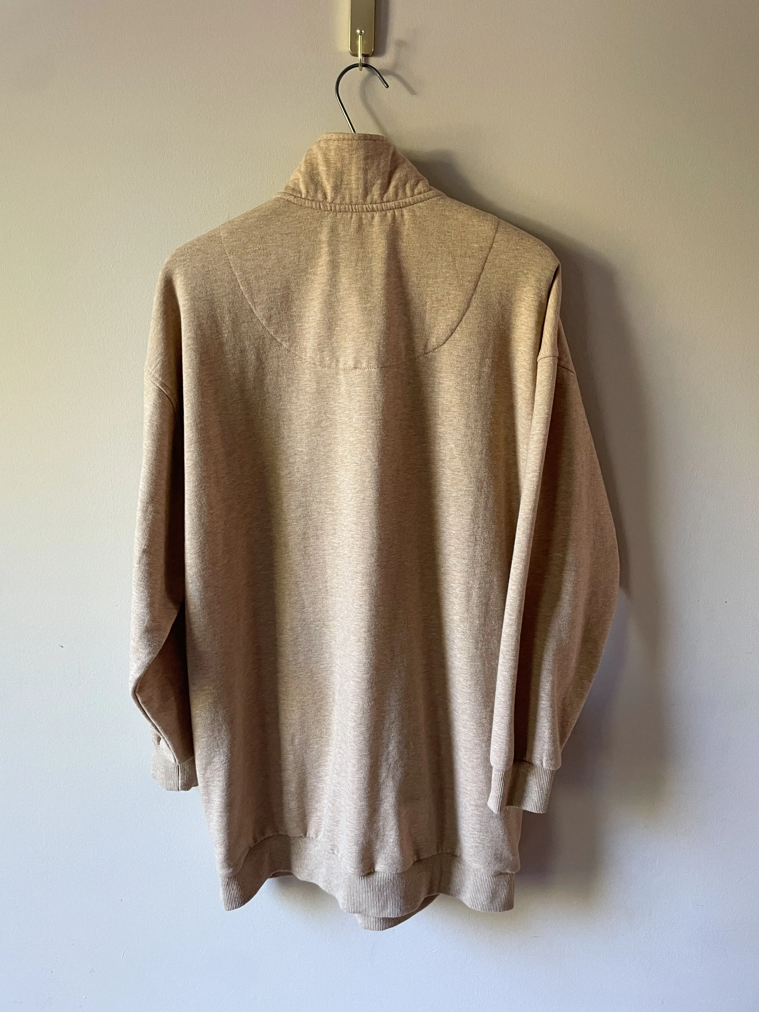 ROOTS Beige Half Zip Organic Cotton Recycled Yarn Fleece Lined Sweater Dress - S/M