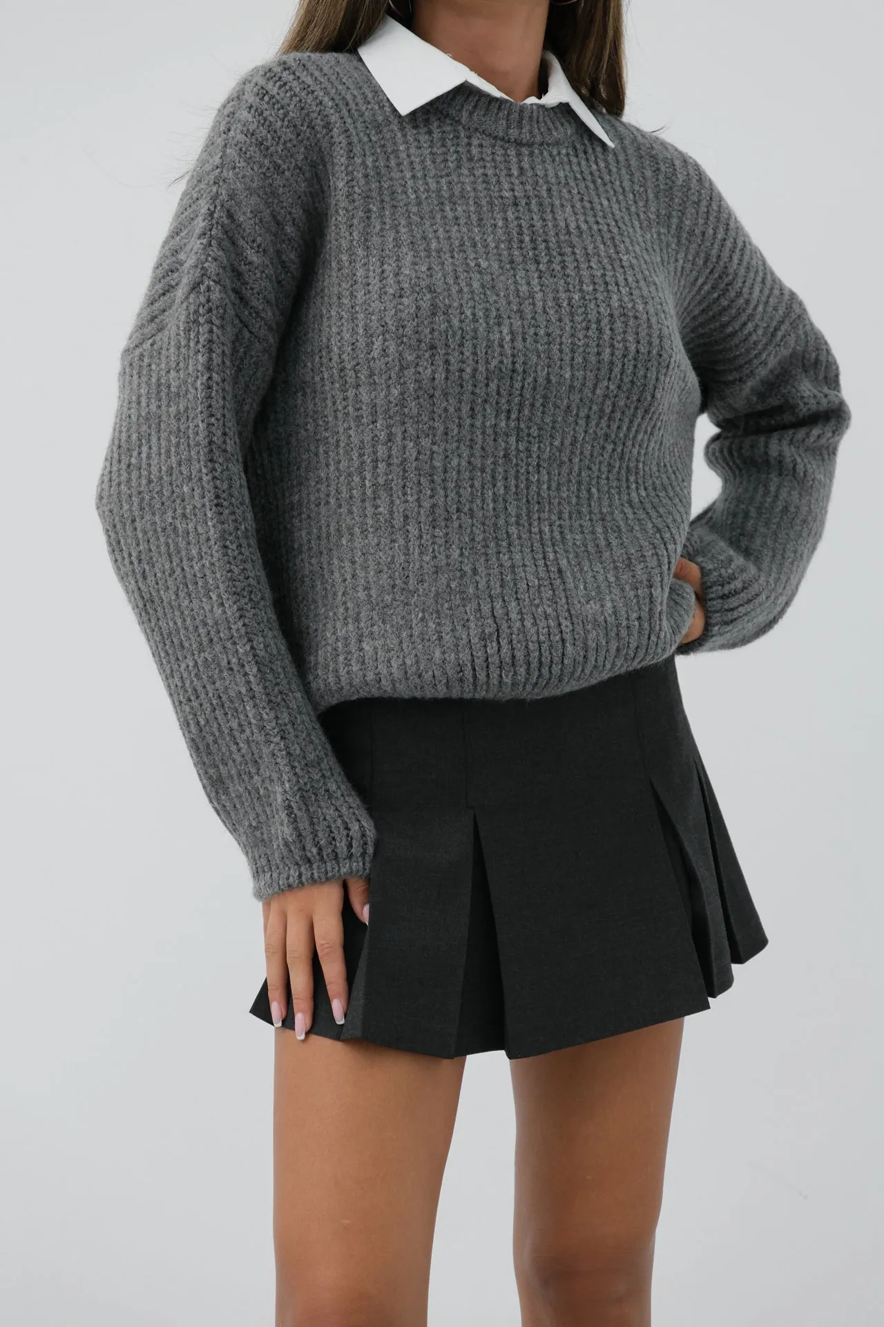 Round Neck Oversize Knitted Sweater