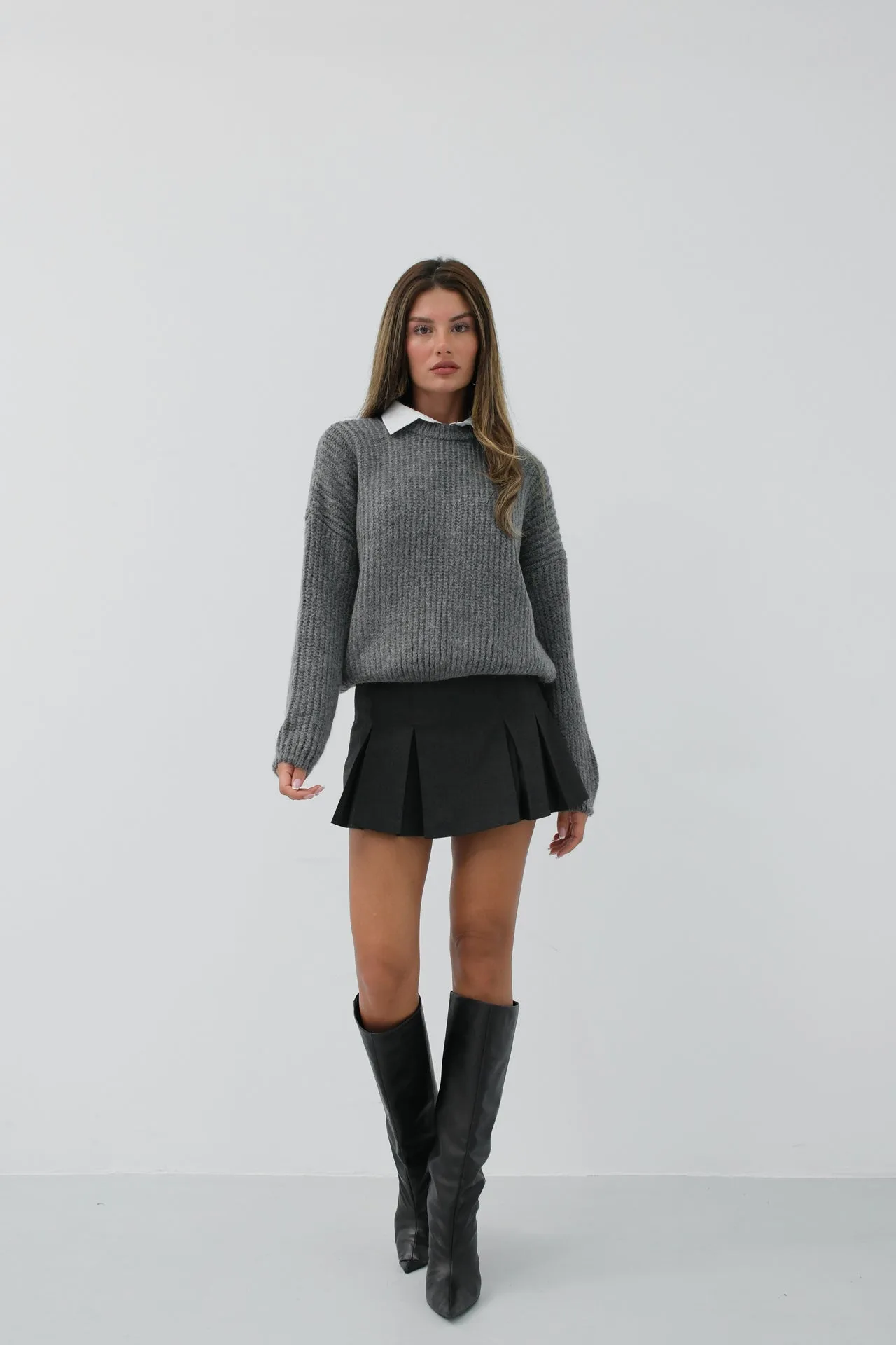 Round Neck Oversize Knitted Sweater