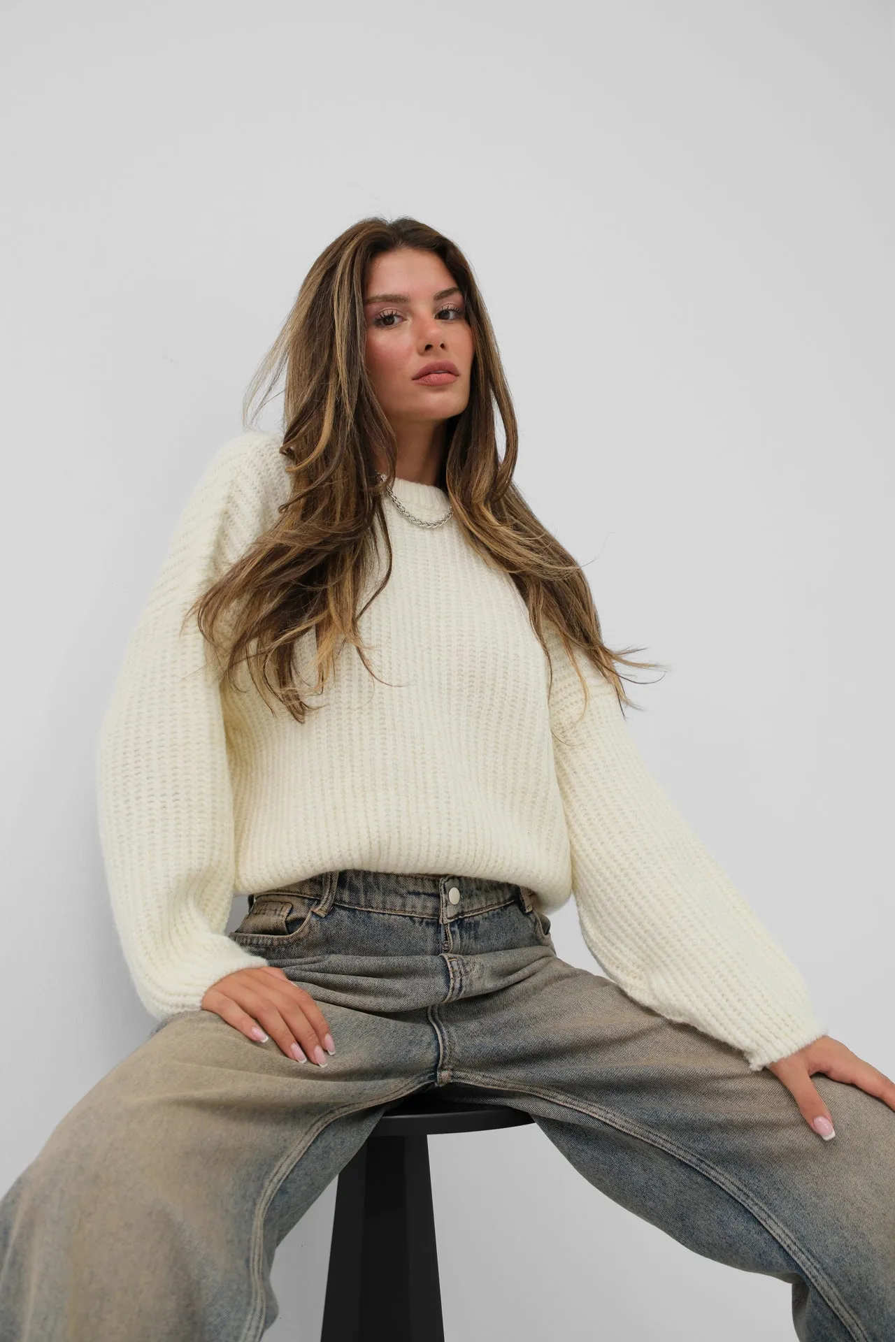 Round Neck Oversize Knitted Sweater