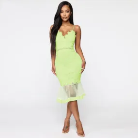 Ruffles Lace Mermaid Bodycon Dress