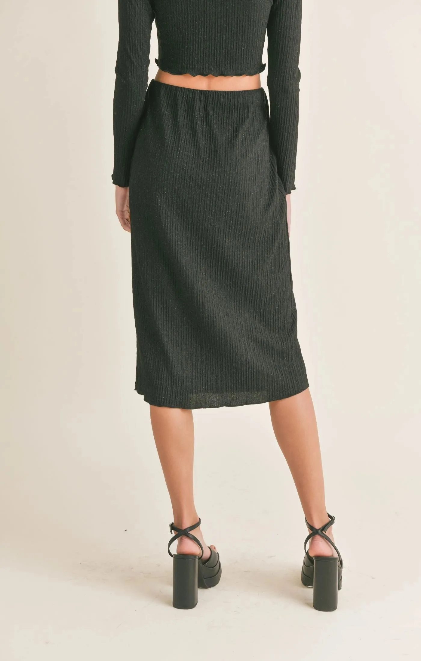 Sadie & Sage Nelly Lettuce Hem Midi Skirt