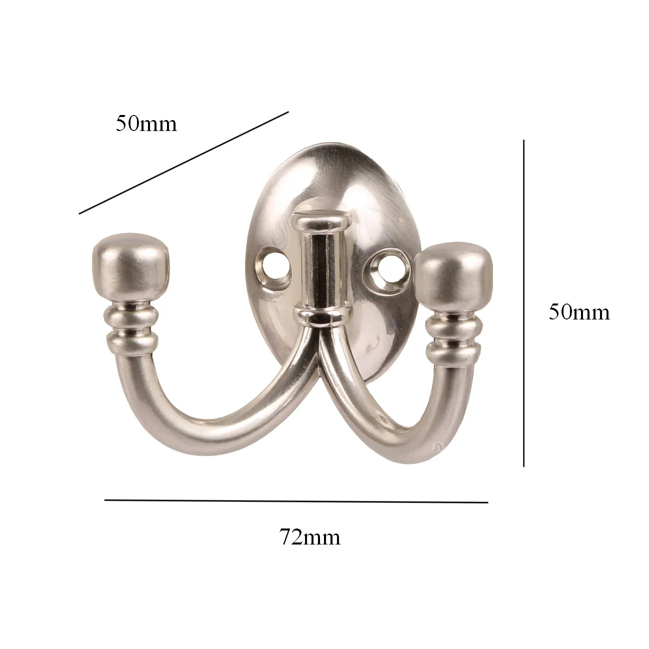 Satin Nickel Ball End Double Coat Hooks