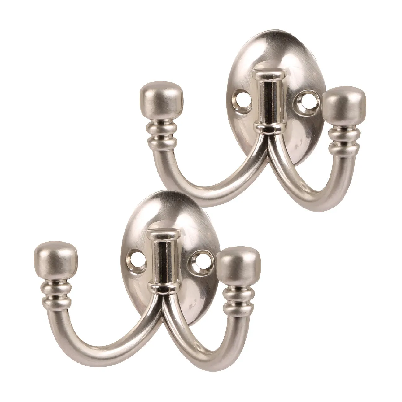 Satin Nickel Ball End Double Coat Hooks