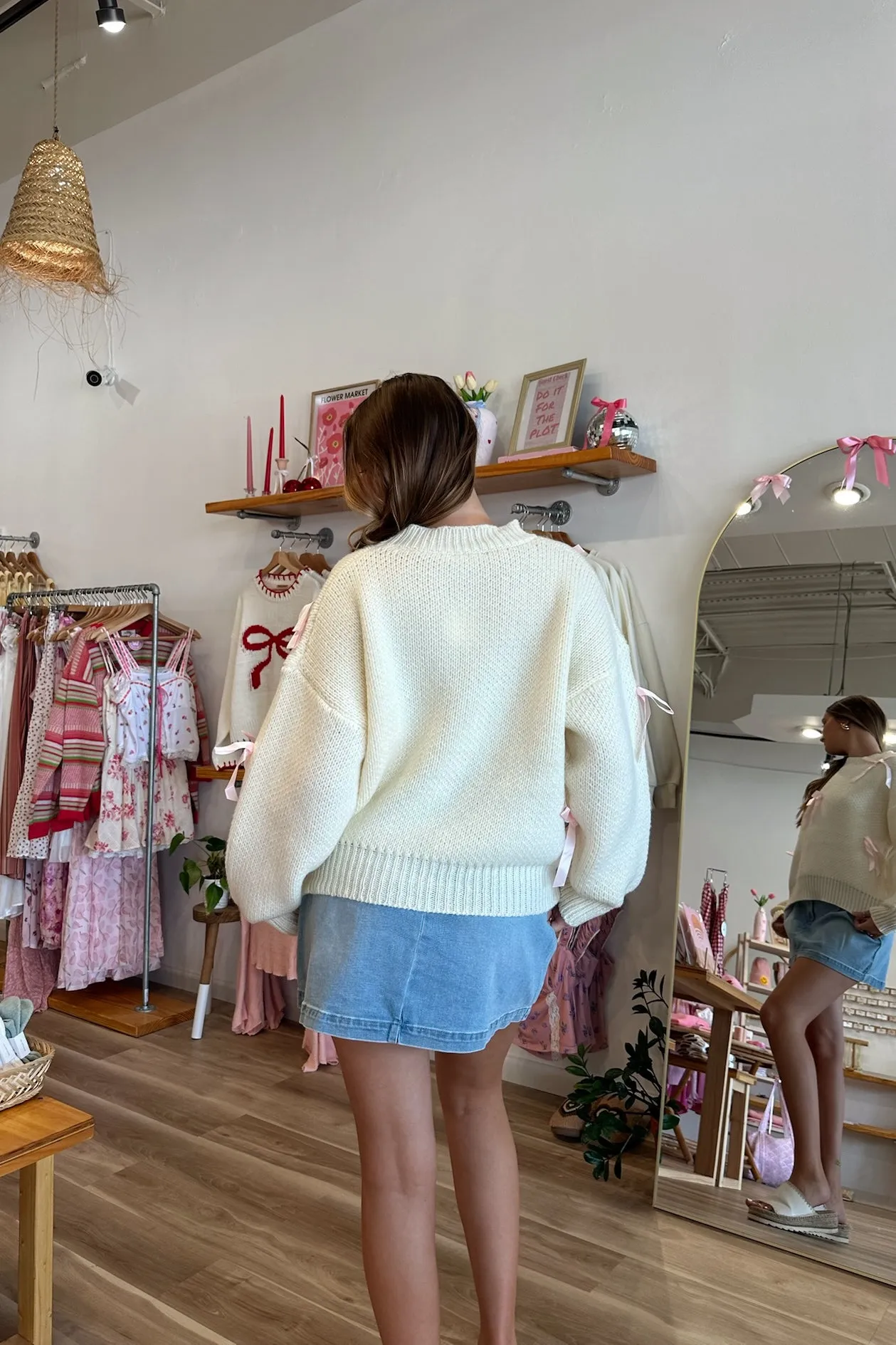 Selena Ribbon Sweater in Cream