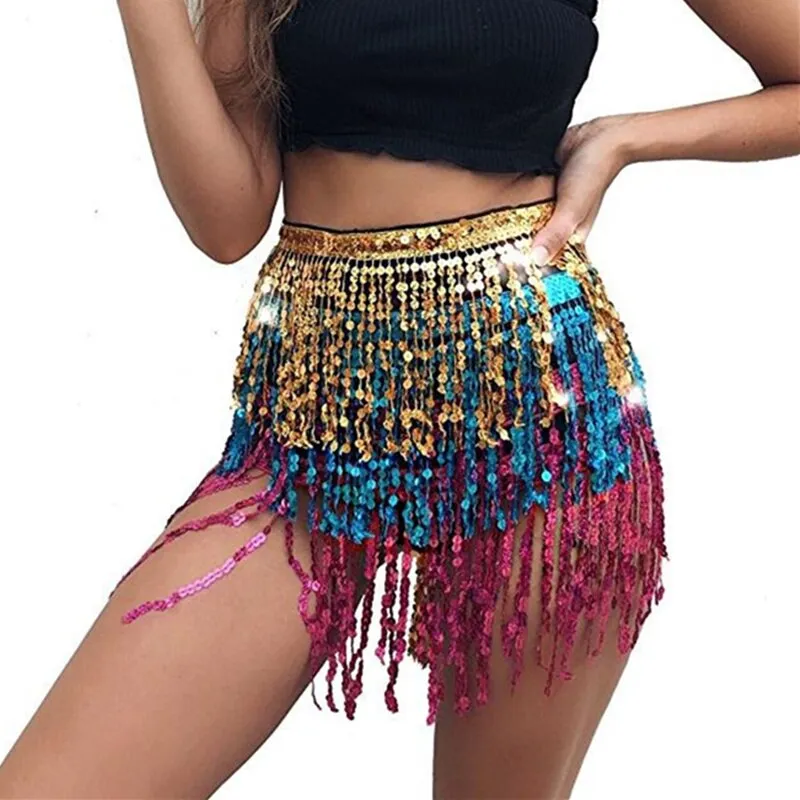 Sequin Glitter Fringe Sarong Skirt