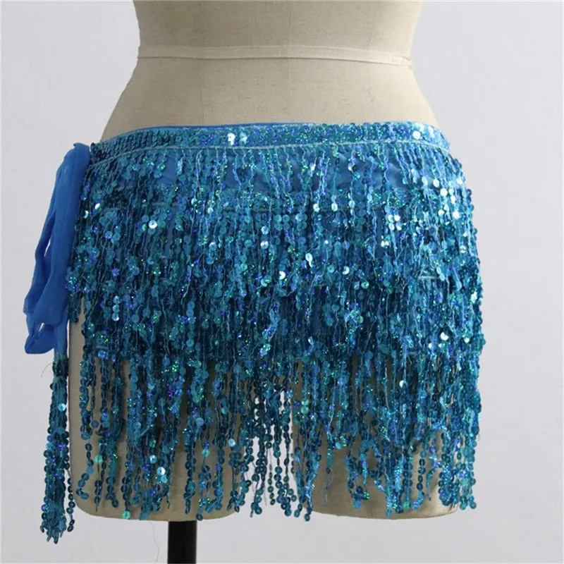 Sequin Glitter Fringe Sarong Skirt