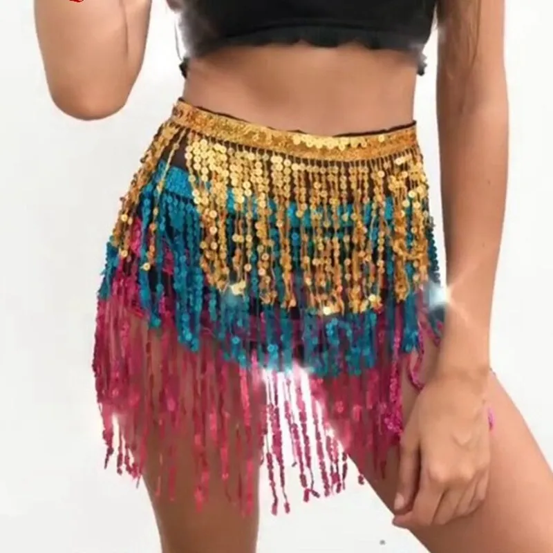 Sequin Glitter Fringe Sarong Skirt