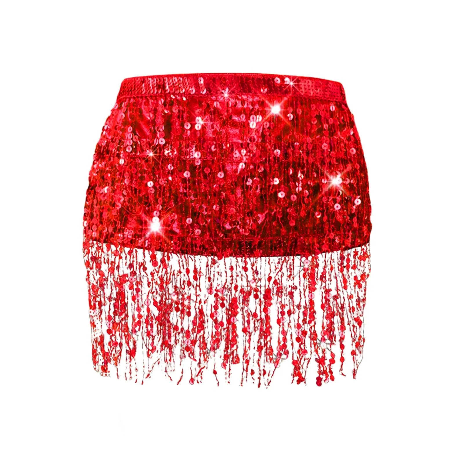 Sequin Glitter Fringe Sarong Skirt