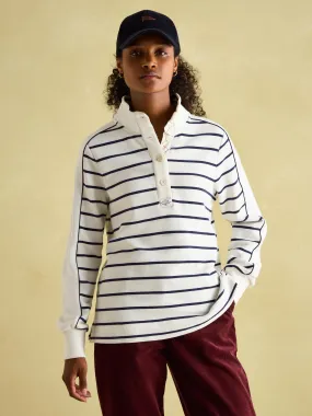 Southwold Navy Button Down Striped Sweatshirt