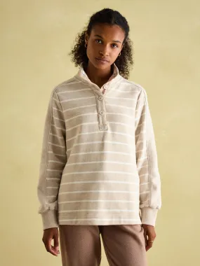 Southwold Oatmarl Button Down Striped Sweatshirt