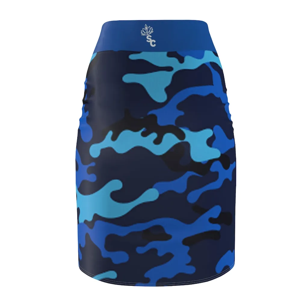 STILE CAPO QUEENS BLUE CAMO PENCIL SKIRT.