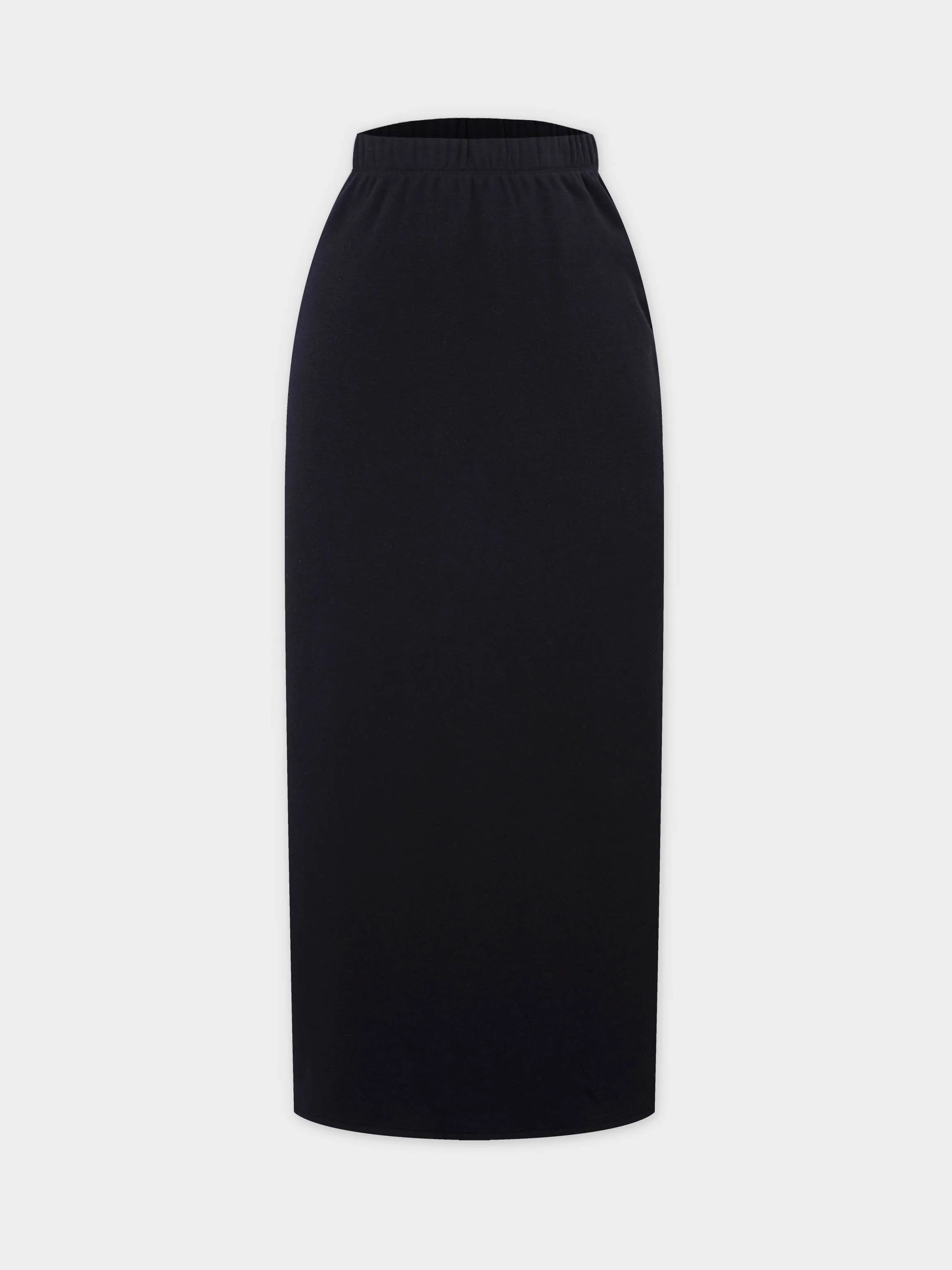 Straight Maxi Sweatshirt Skirt-Black