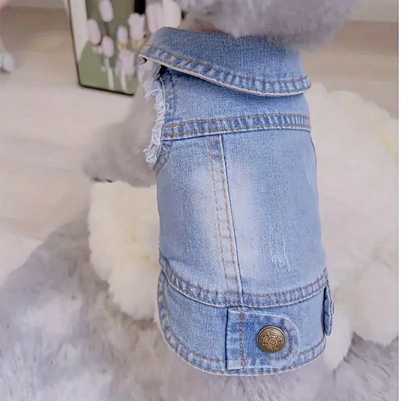 Stylish Denim Sleeveless Vest SpringAutumn Clothing for Small Dogs