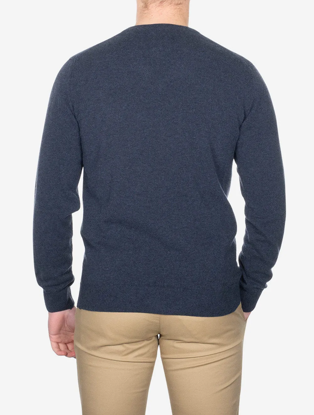 Superfine Lambswool V Neck Dark Navy Melange