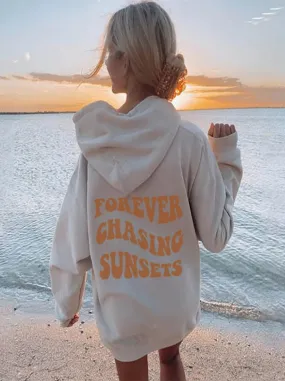 SXV  'forever chasing sunsets Printed Cool Aesthetic Sweatshirt Hoodie