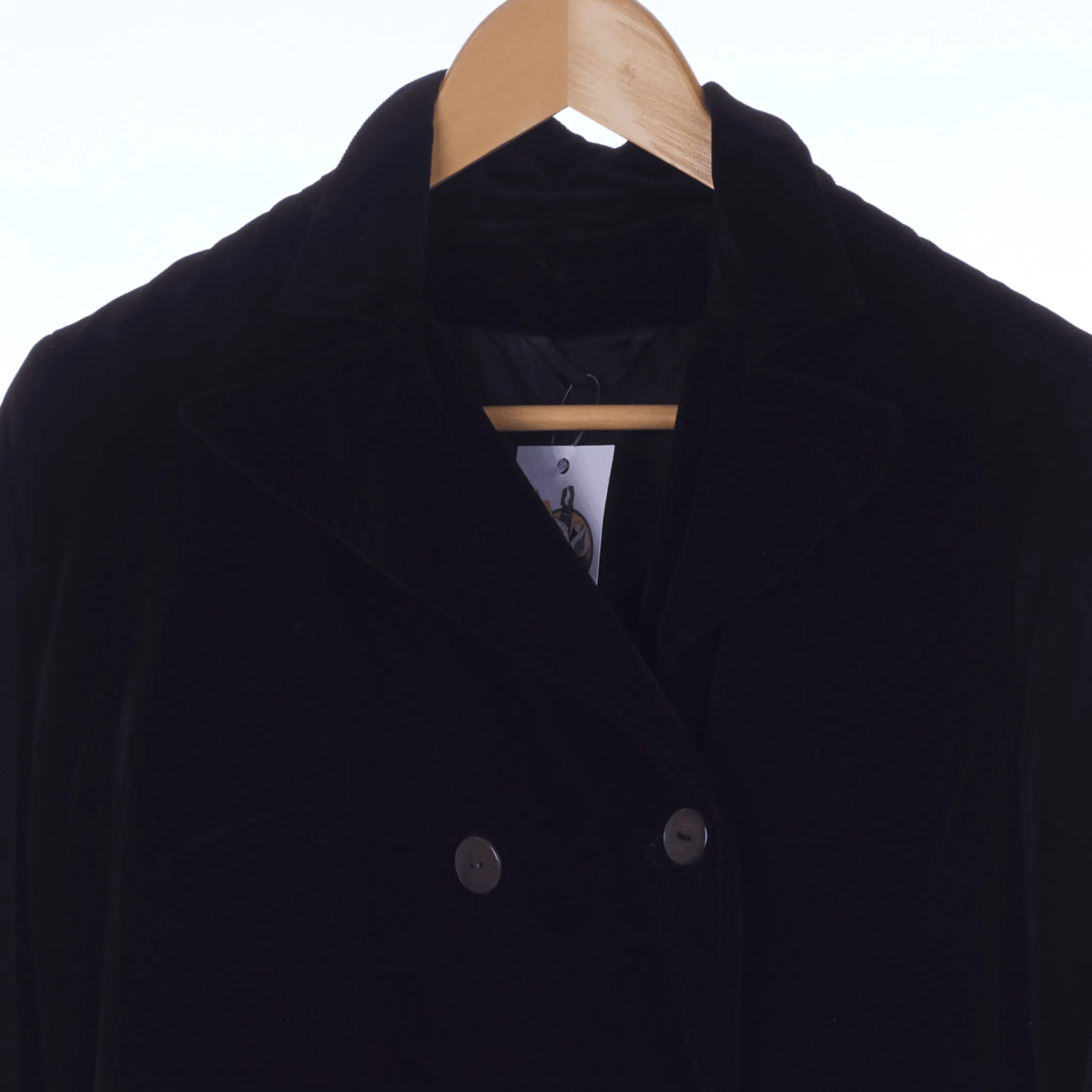 Sybil Zelker Velvet Black Long Sleeved Coat UK Size 10.