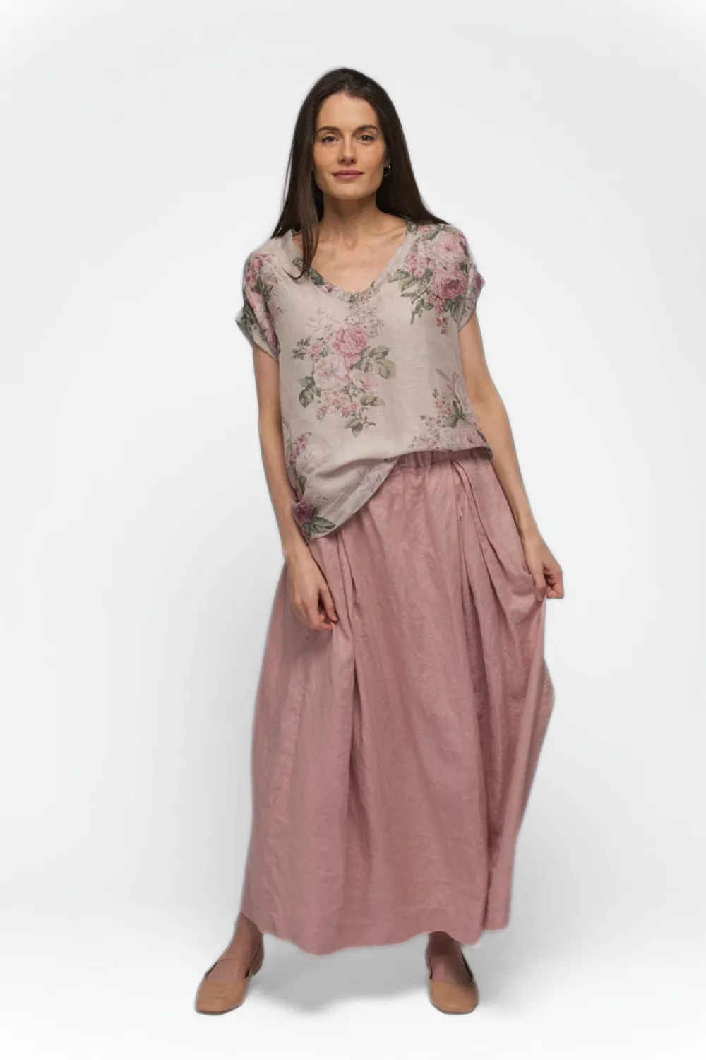 Tallulah Linen Skirt in Mushroom