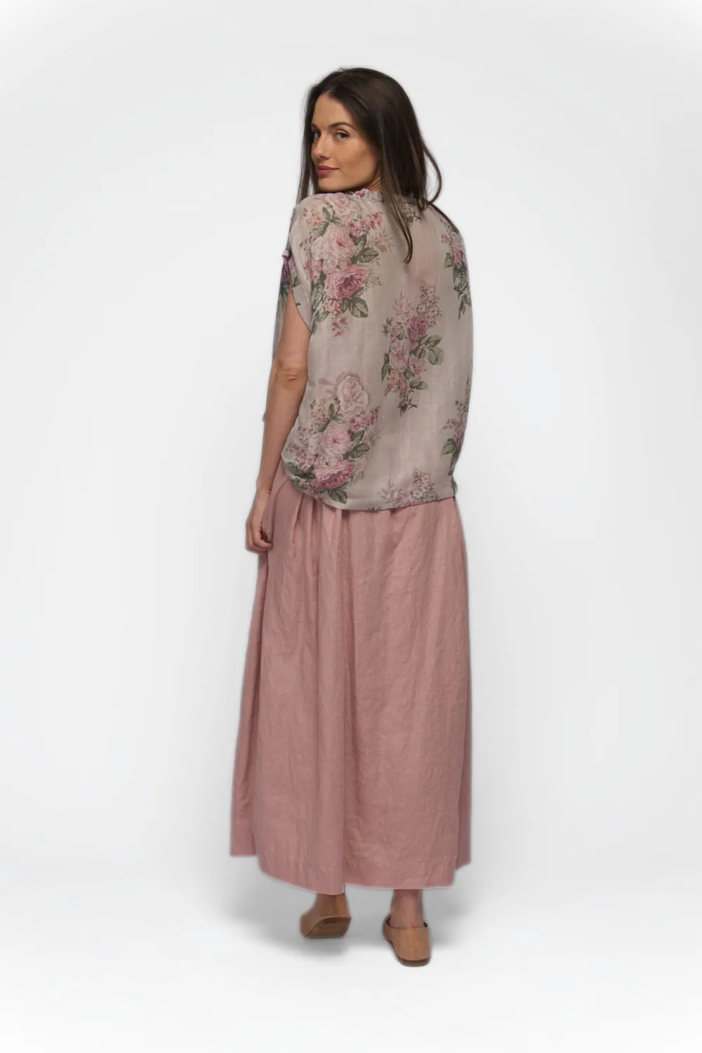 Tallulah Linen Skirt in Mushroom