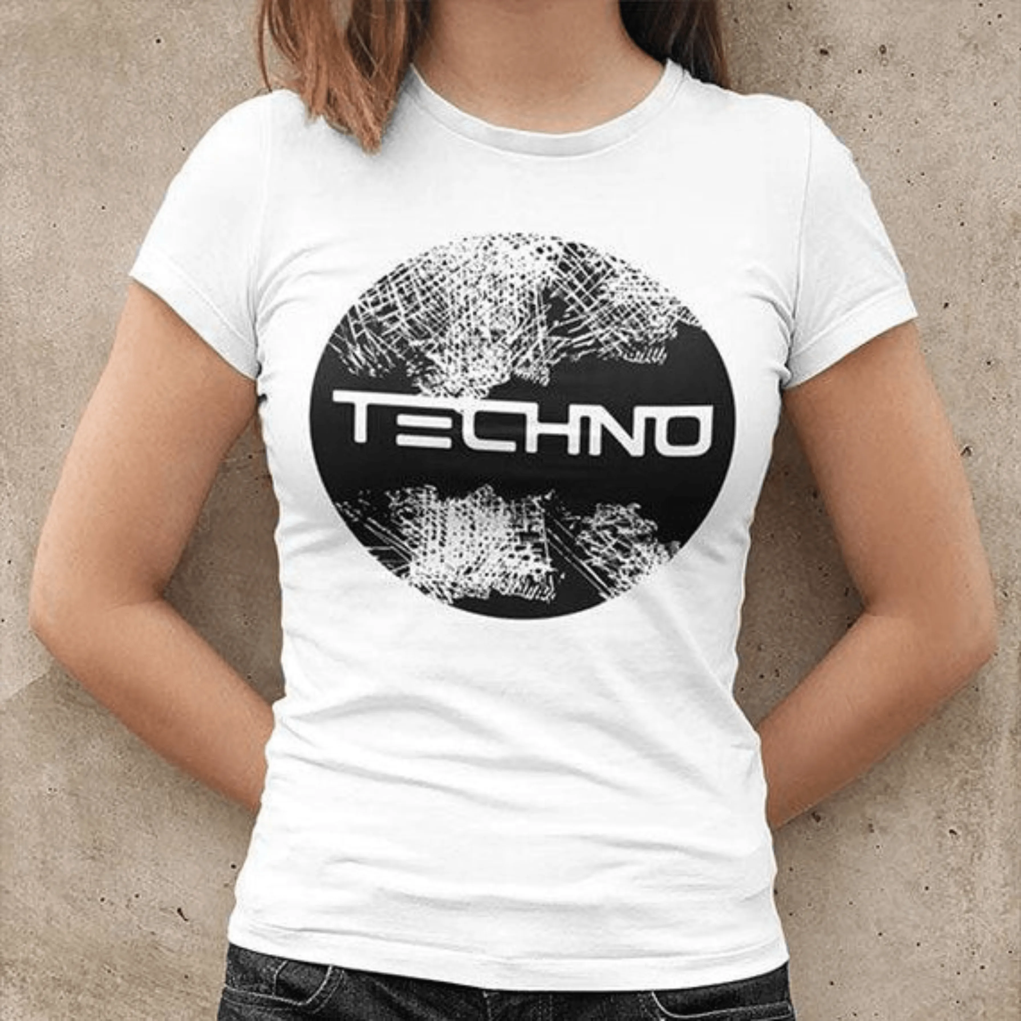 Techno Circle T-Shirt (schwarz oder weiß / Frauen)