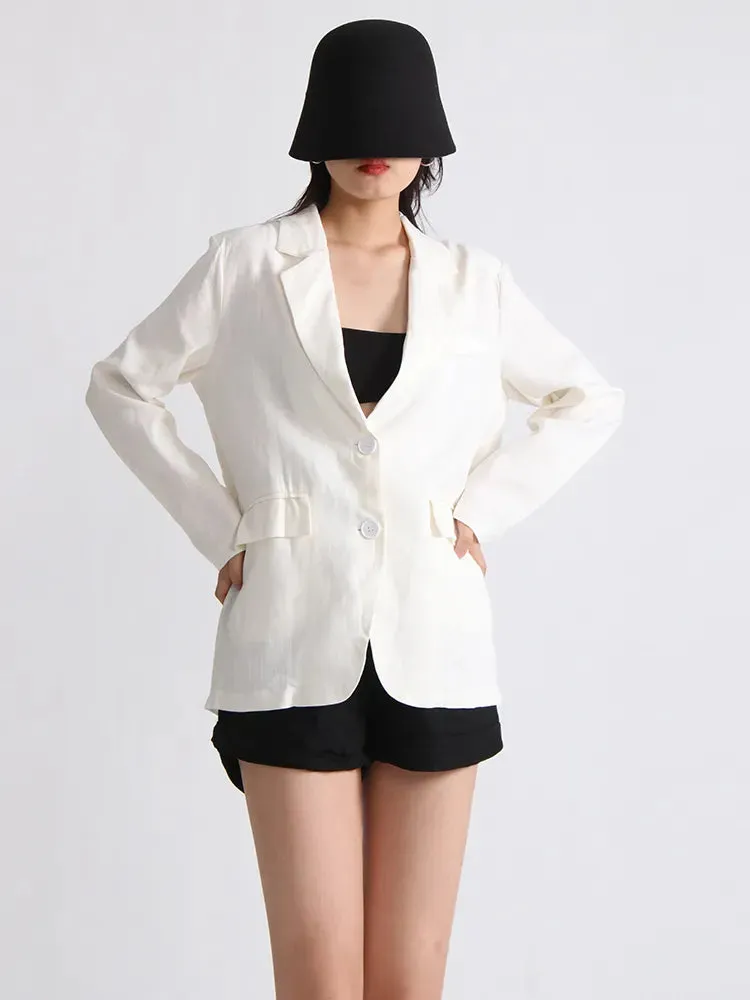 Temperament Blazers For Women Notched Collar Long Sleeve Colorblock Blazer Female Fashion Style Clothing