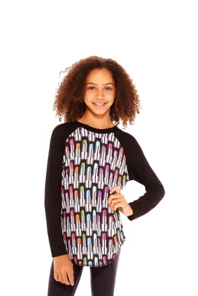 Terez Girls Lipstick Long Sleeve Baseball Shirt