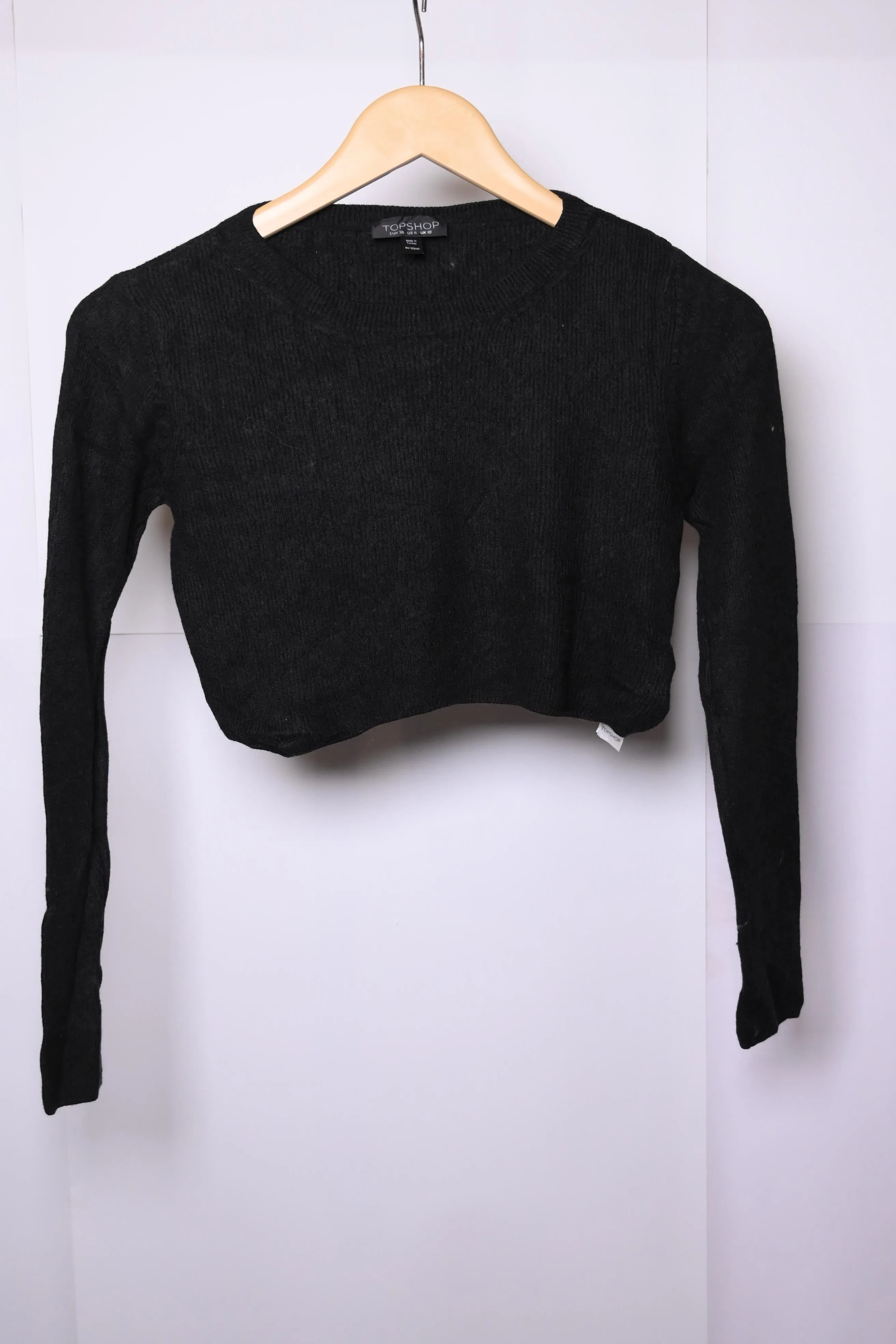 Topshop Black Cropped Knit Sweater