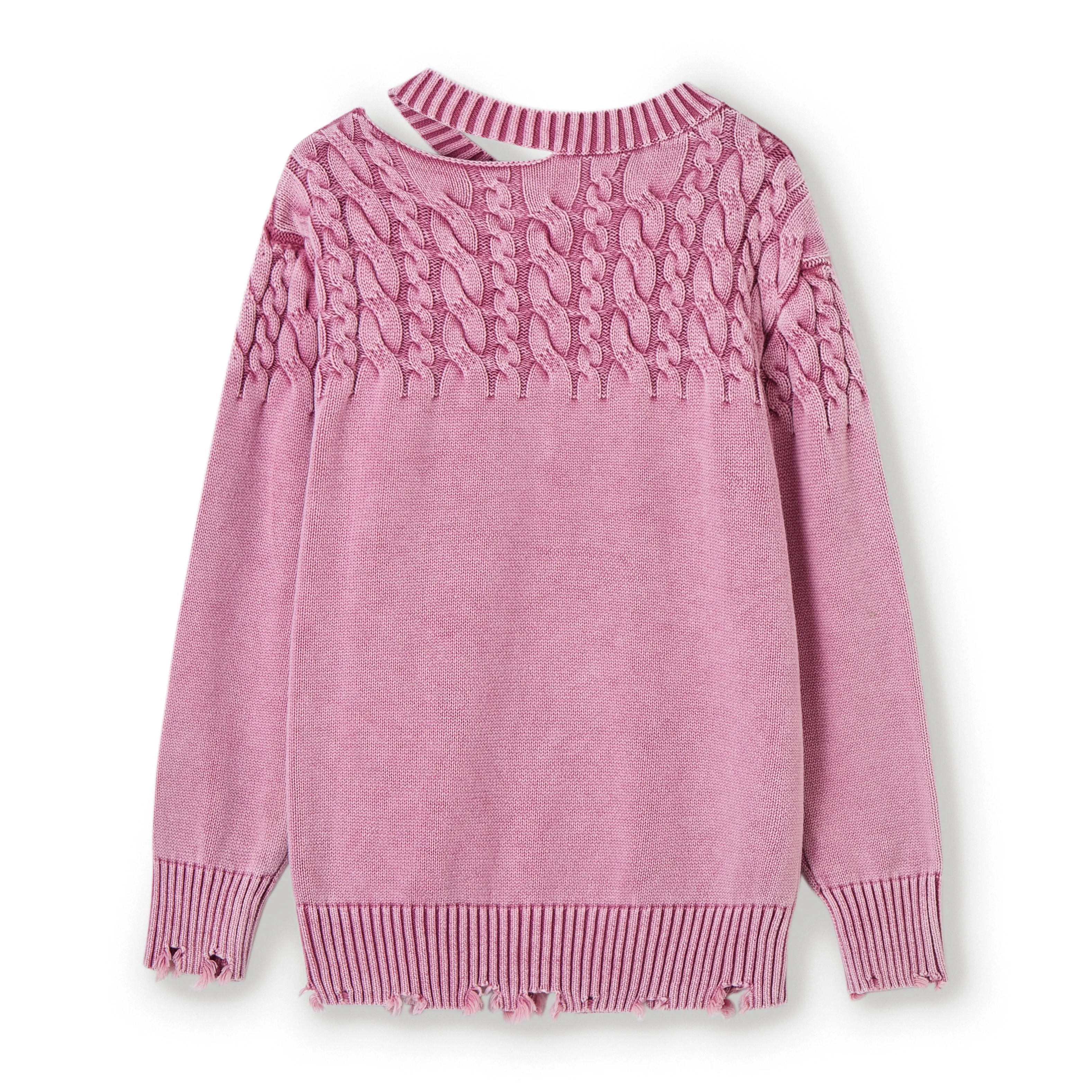 Trackless Train Washed Color Cut Out Sweater