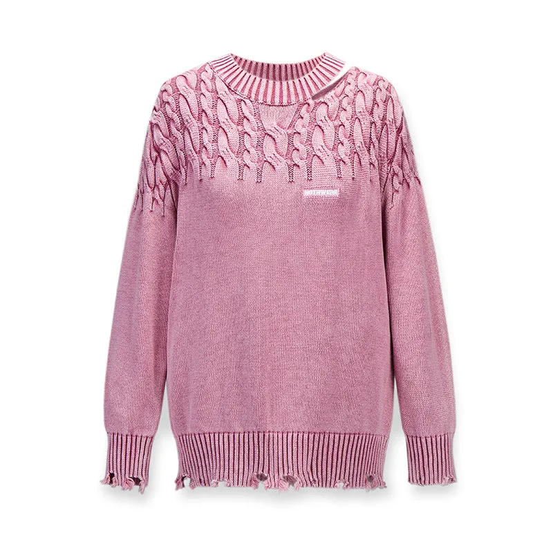 Trackless Train Washed Color Cut Out Sweater