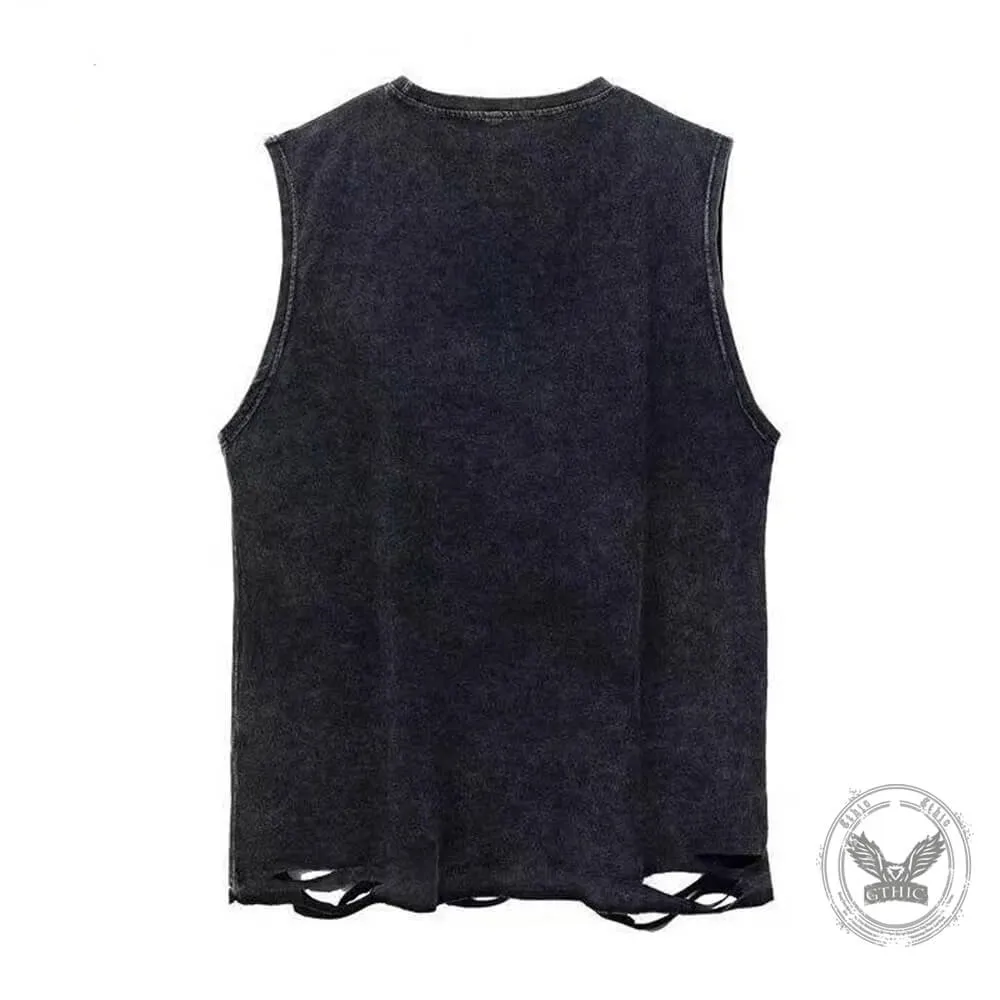 Trapped Skull Spider Web Vest Top