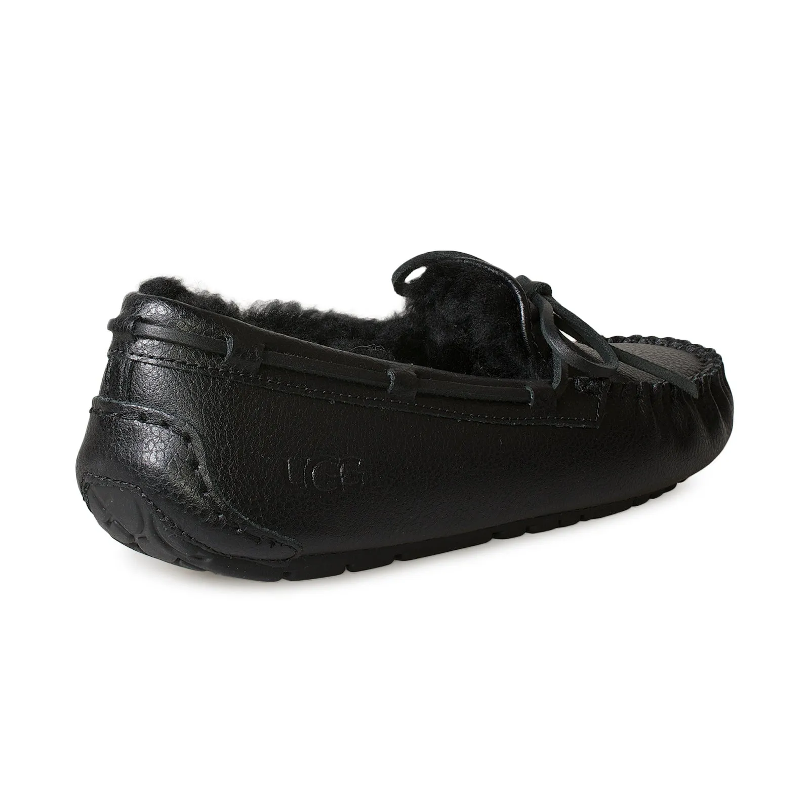 UGG Dakota Pebbled Leather Black Slippers - Women's