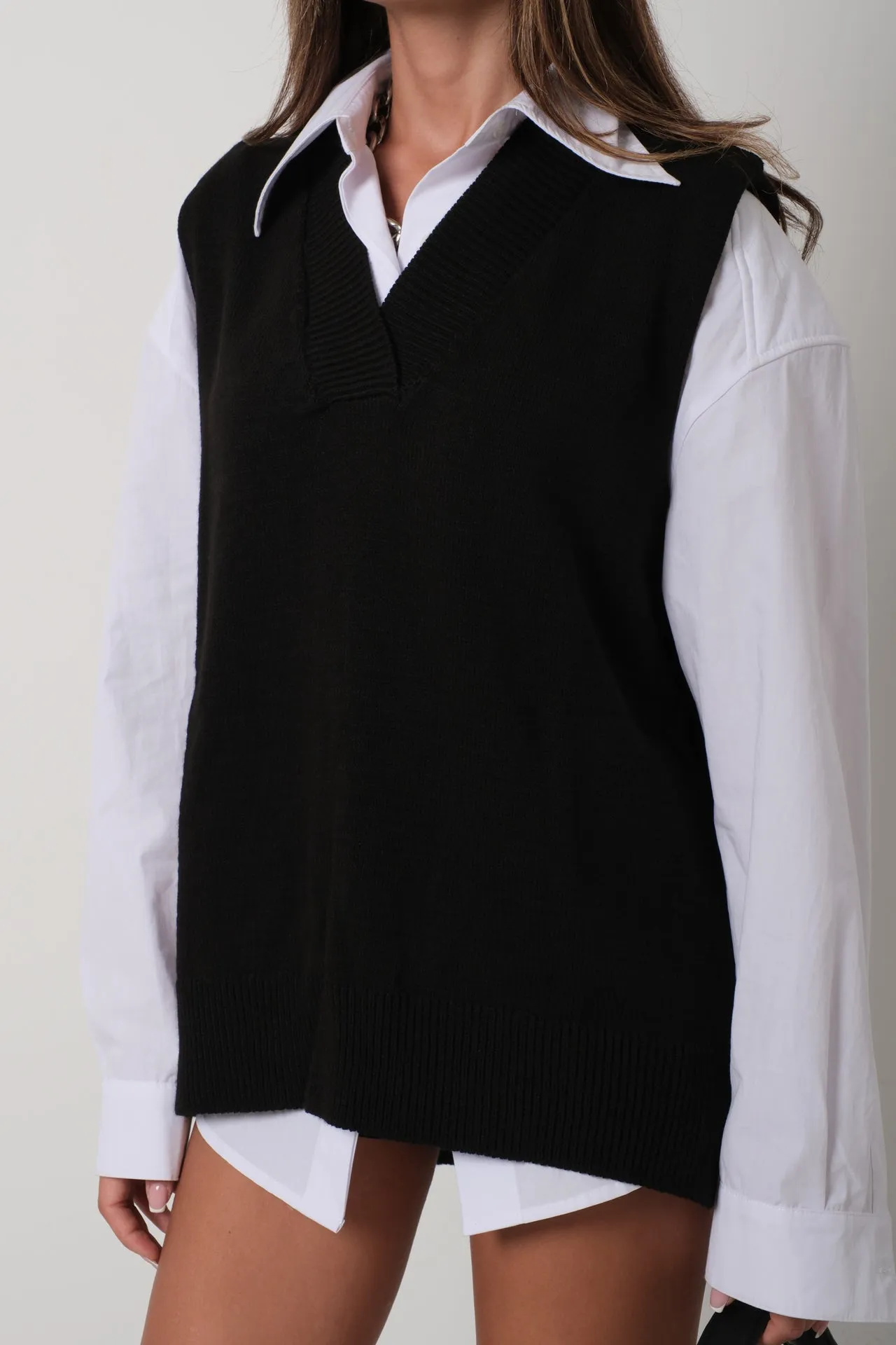 V Neck Oversize Sweater Vest