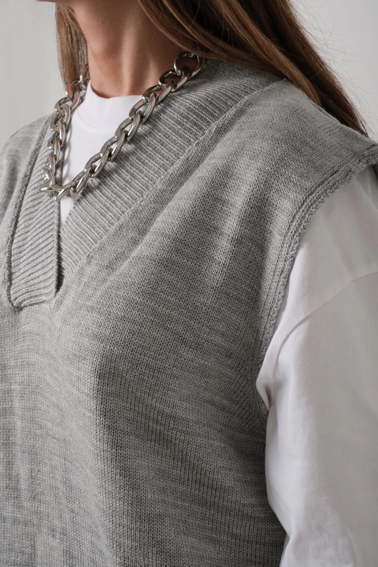 V Neck Oversize Sweater Vest