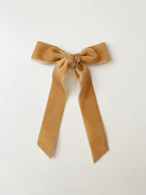 Velvet Ribbon Bow | Antique Gold