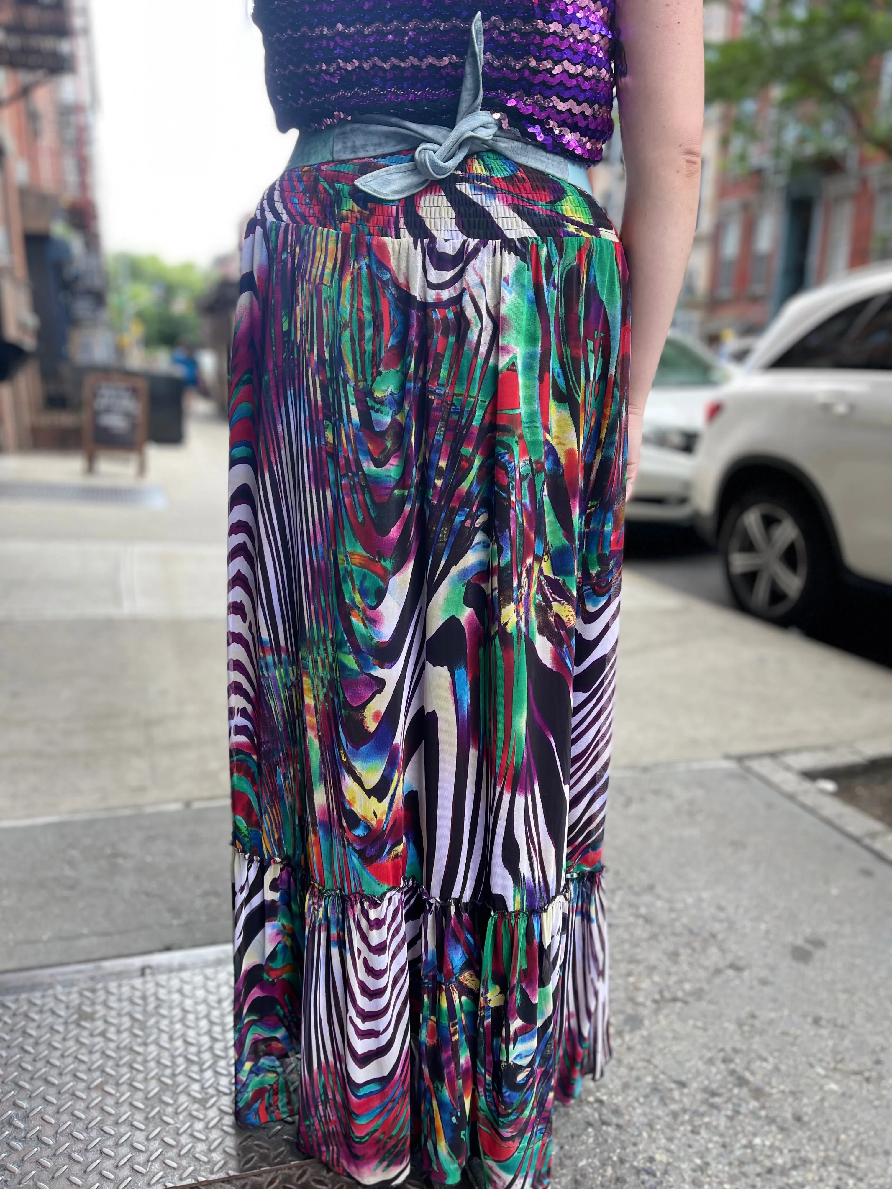 Vintage Y2K Mix Print Maxi Skirt