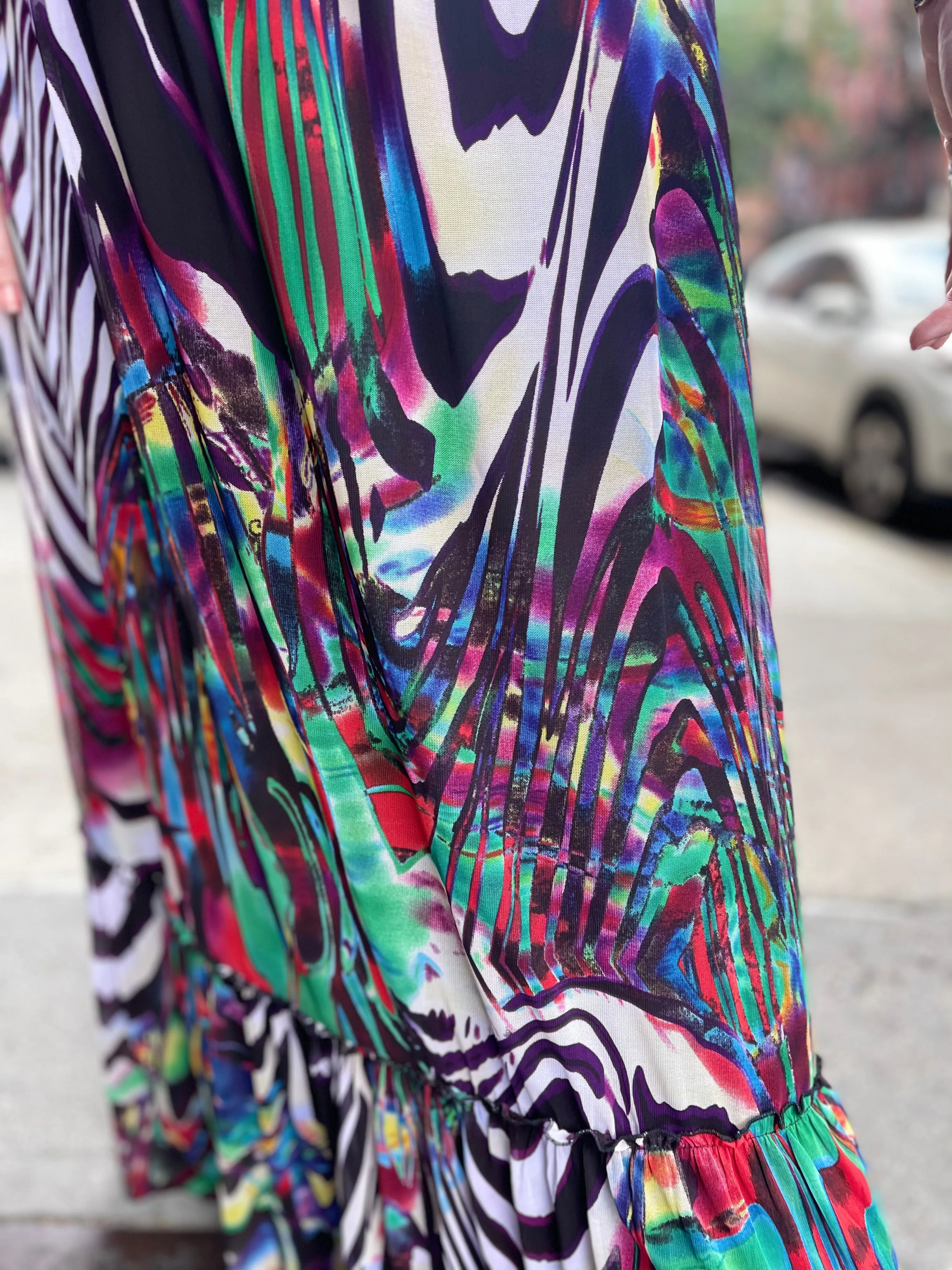 Vintage Y2K Mix Print Maxi Skirt