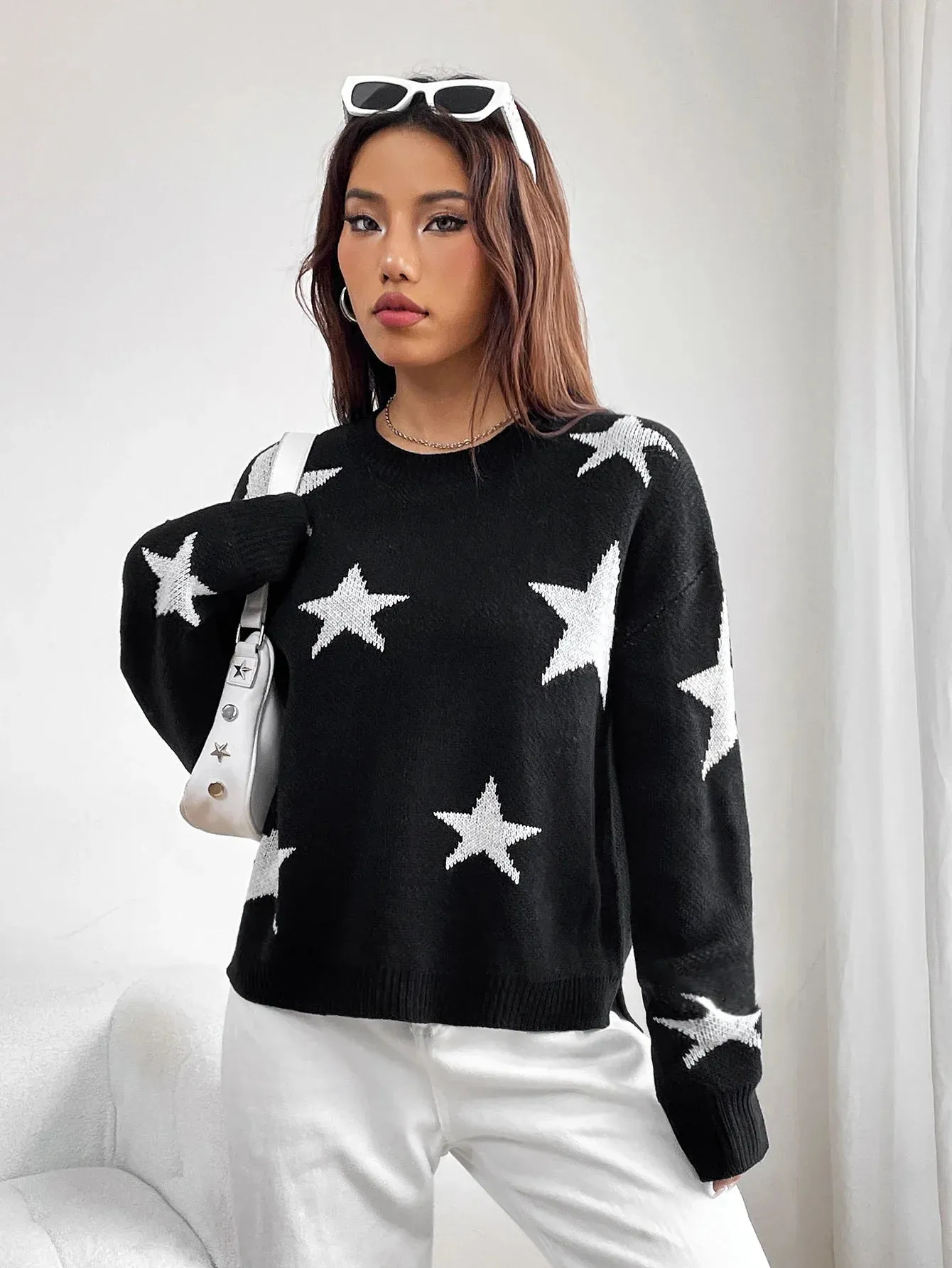 Wenkouban-Christmas Thanksgiving outfits_Spring Stylish Colorful Contrast Starry Cozy Comfortable Loose Long-sleeved Warm Sweater