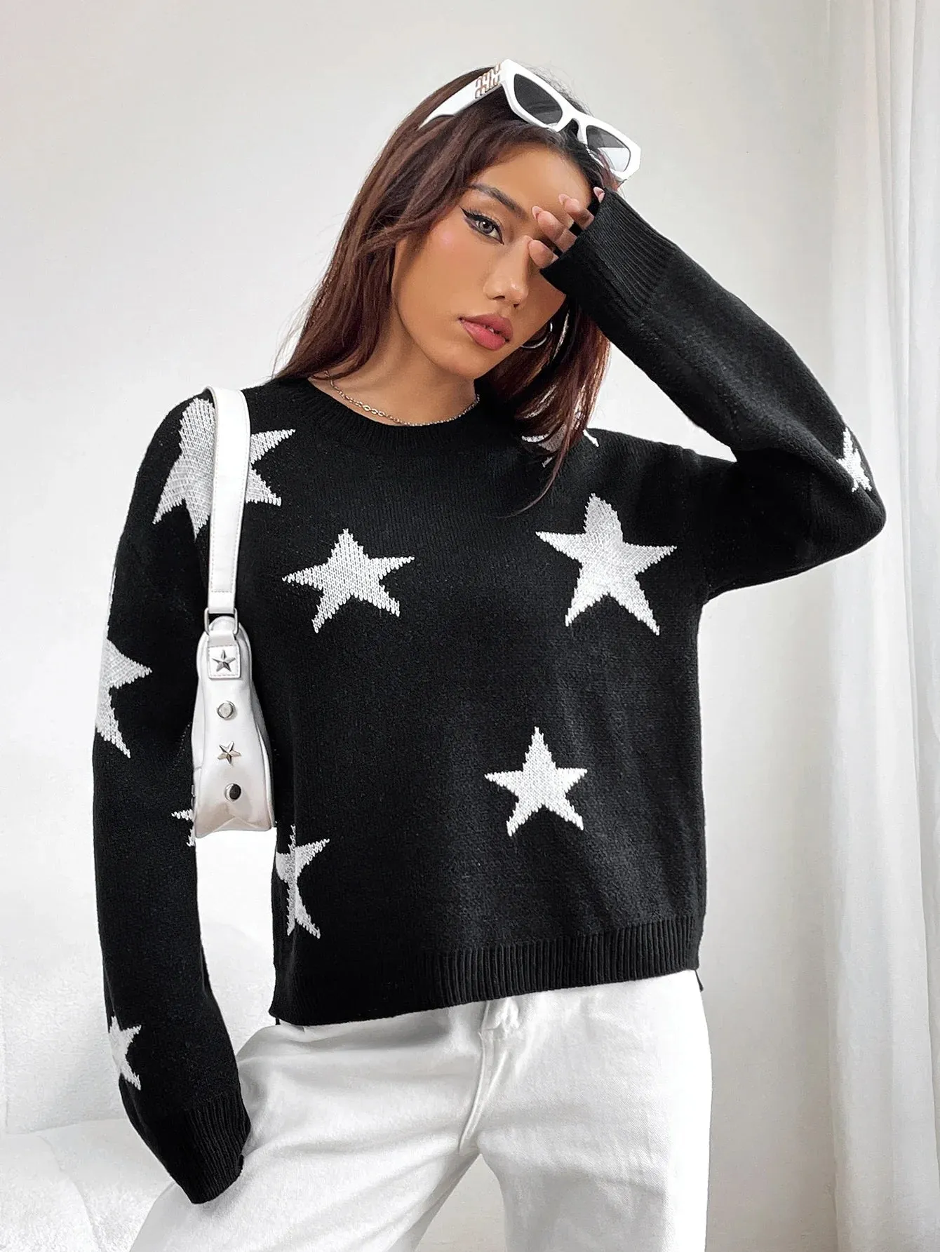 Wenkouban-Christmas Thanksgiving outfits_Spring Stylish Colorful Contrast Starry Cozy Comfortable Loose Long-sleeved Warm Sweater