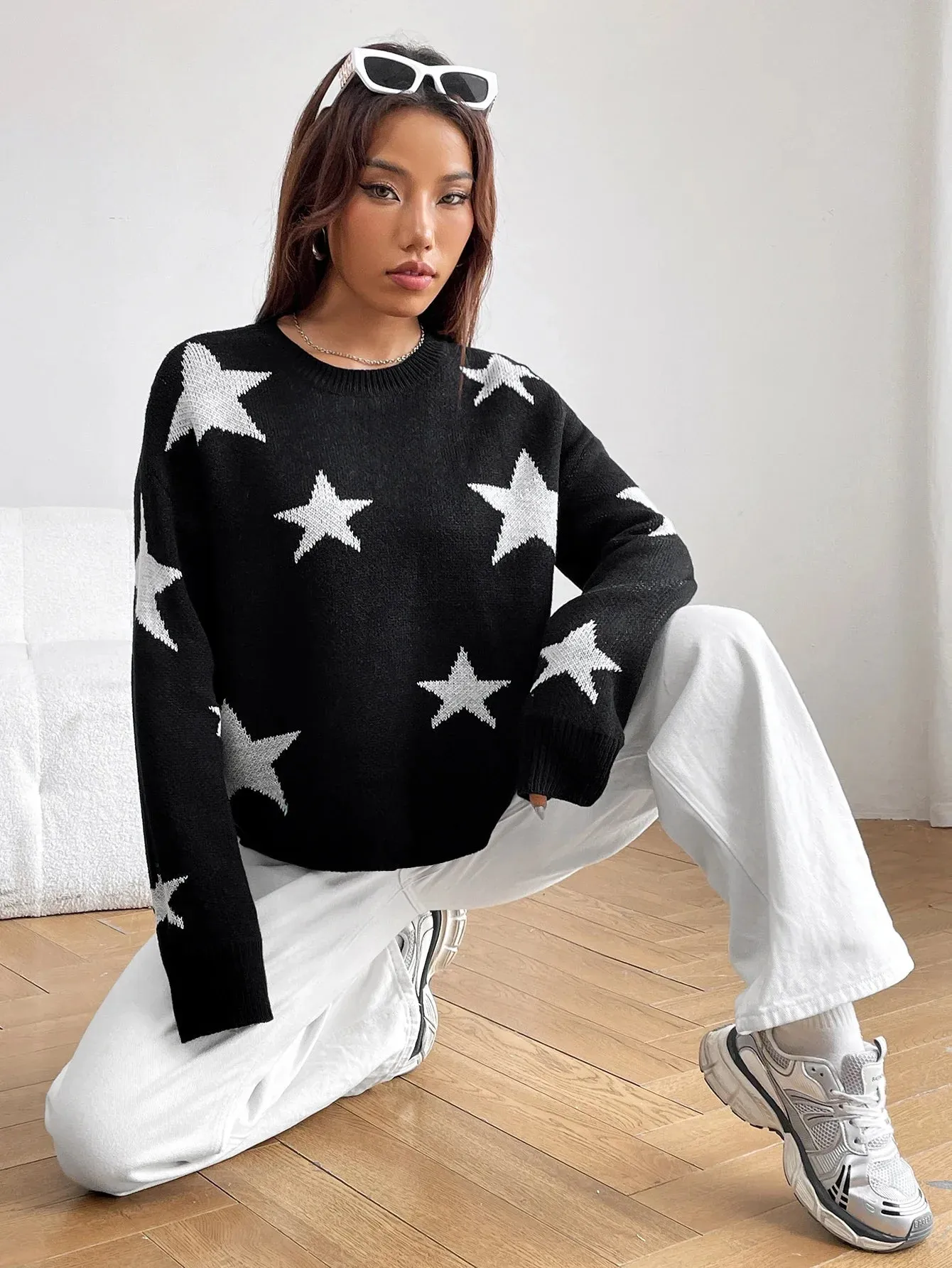 Wenkouban-Christmas Thanksgiving outfits_Spring Stylish Colorful Contrast Starry Cozy Comfortable Loose Long-sleeved Warm Sweater