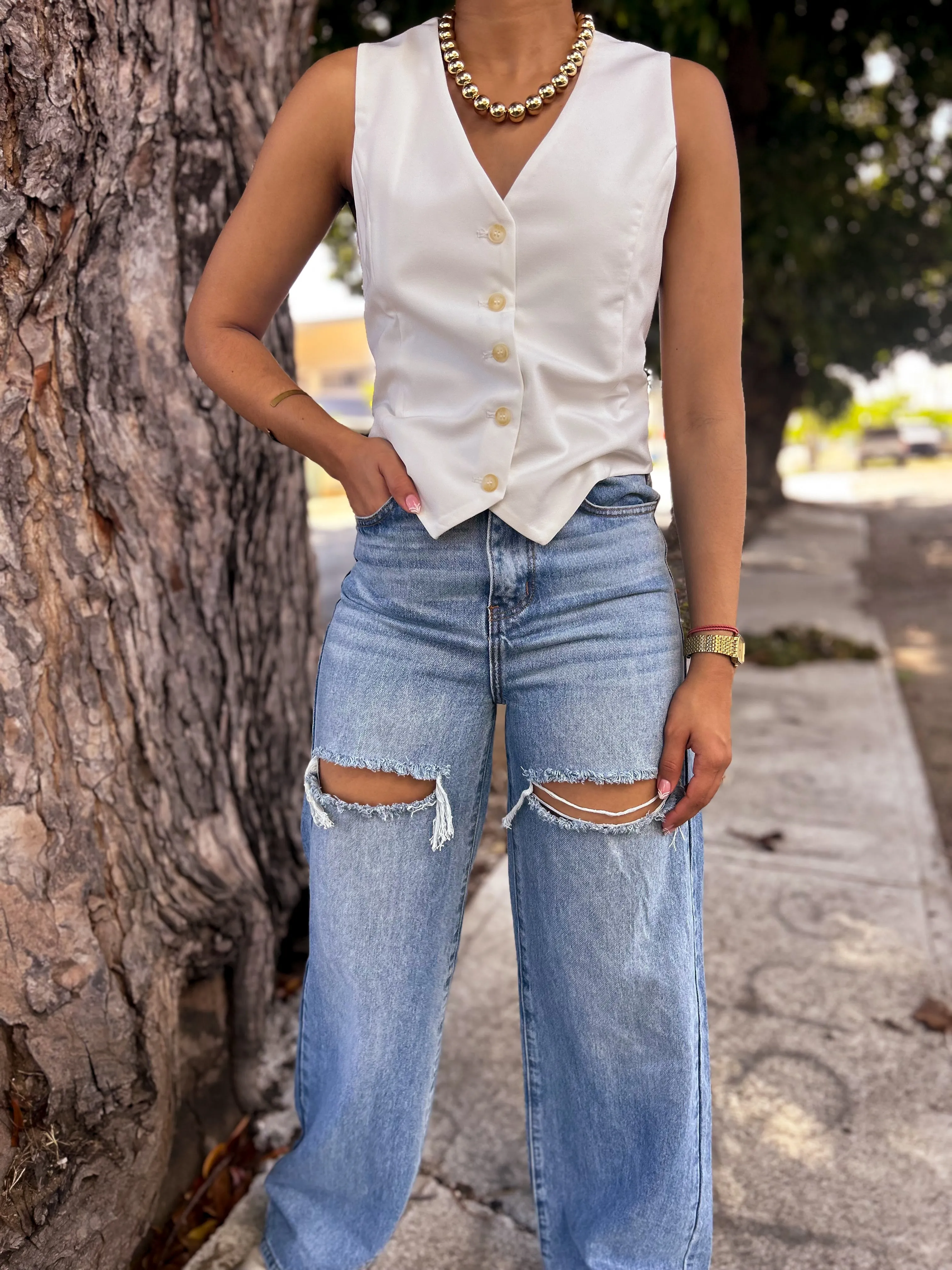 White Vest Blazer