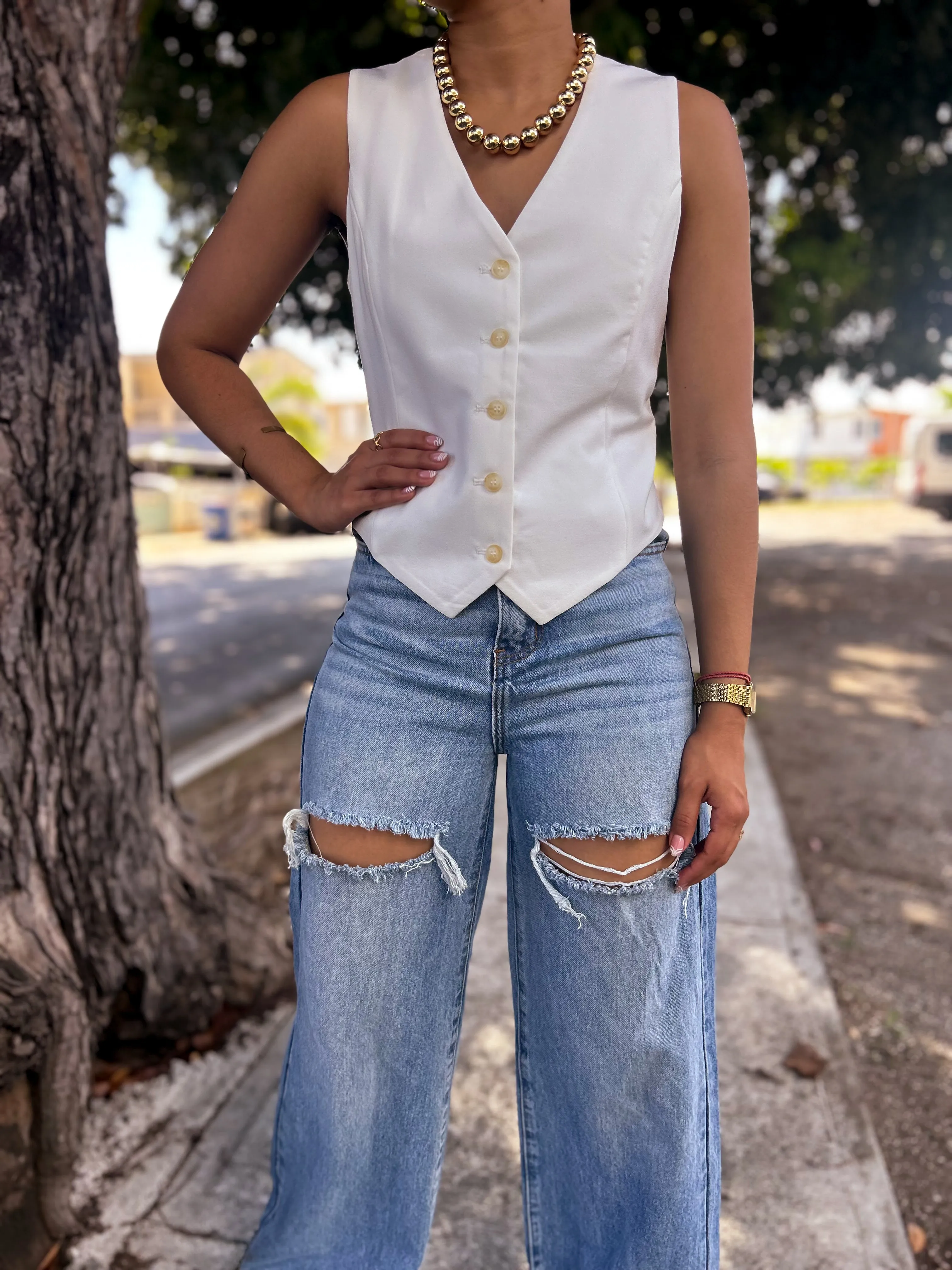 White Vest Blazer