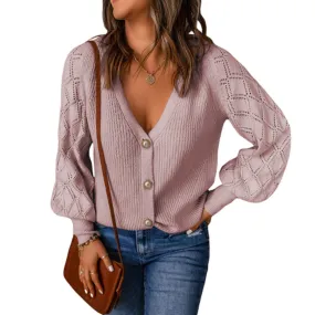 Womens Button Down Open Knit Sweater