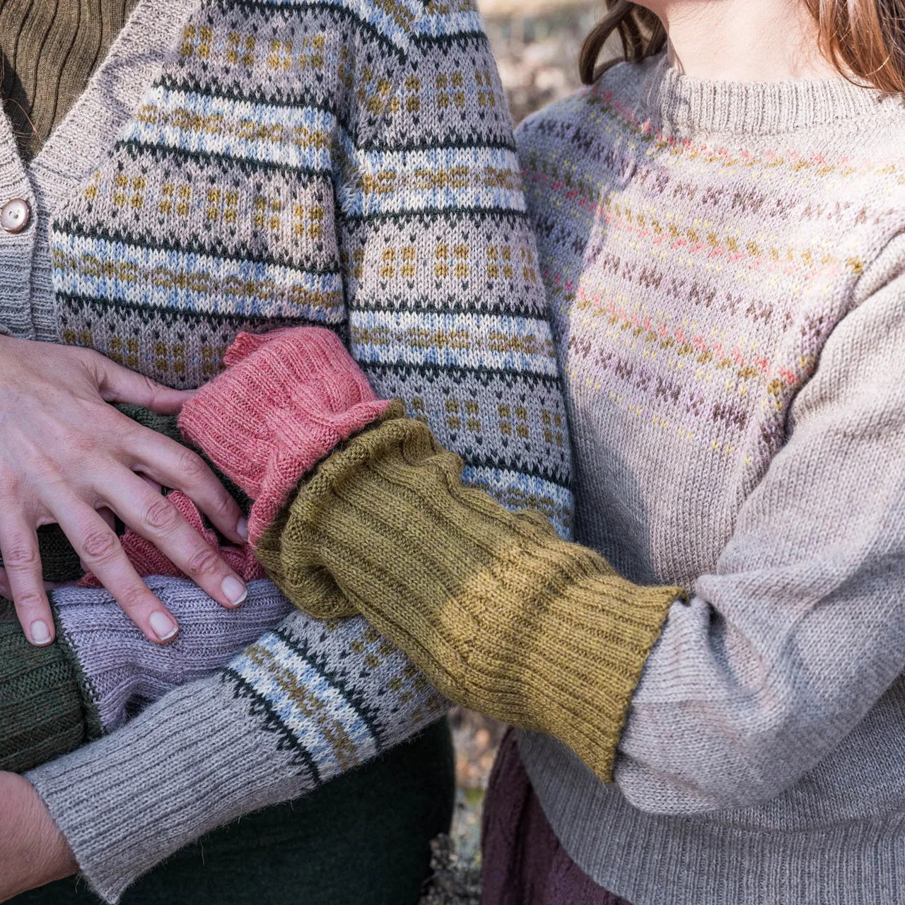 Women's Fairisle Vintage Cardi in Baby Alpaca - Light Brown (AW23)