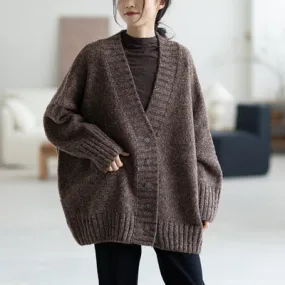 Woolen Cardigan Sweater, Woolen Sweater for Women, V Neck Sweater