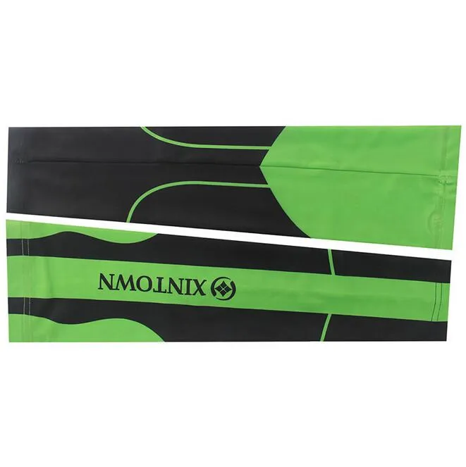 XINTOWN Green Black Stripe Cycling Arm Warmers