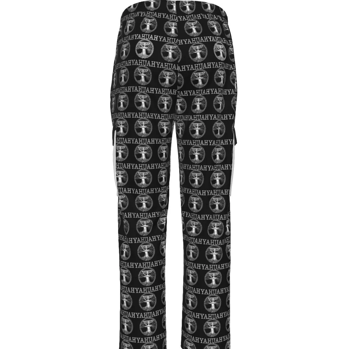 Yahuah-Tree of Life 02-06 Yin Yang Men's Designer Open Bottom Cargo Sweatpants