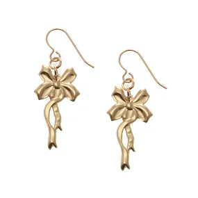 Yuletide Ribbon Bronze Dangle Earrings